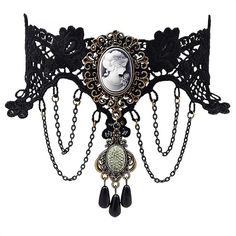 PRICES MAY VARY. GOTHIC LACE CHOKER: The Victorian lace choker is perfect for halloween costume, cosplay outfits and prom. GOTH JEWELRY: Perfect to match with your halloween costume and cosplay dress. Make you stand out and catch people's eyes easily. SIZE: Lace Choker Length: 30.5 cm/12 inch. GREAT GIFT: for wife, sister, daughter, mom, bridesmaid and friends on birthday, Halloween,wedding anniversary, etc. Elegant accessories for special occasion. The Victorian lace choker is perfect for hallo Cameo Choker Necklace, Red Choker Necklace, Victorian Choker Necklace, Choker Necklace Black, Goth Choker, Lace Choker Necklace, Choker Necklace Designs, Victorian Necklace, Black Velvet Choker