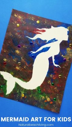 the mermaid art for kids is made with acrylic paint