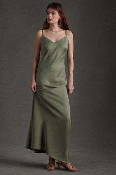 A study in elegant simplicity, the Charlie Dress boasts a deep-V back, refined double straps, and a body-skimming silhouette, perfect as-is or as the starting palette for statement jewels or hair adornments. Maroon Maxi Dress, Bhldn Bridesmaid Dresses, Floor Length Maxi Dress, Pink Formal Dresses, Bridesmaid Dress Sizes, Pink Gowns, Maxi Gown Dress