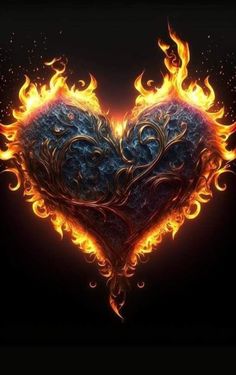 a fire heart with flames in the middle