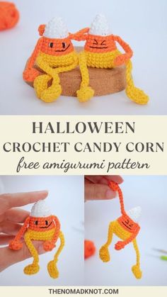 Crochet Posable Candy Corn free amigurumi pattern ⋆ The Nomad Knot Character Crochet, Crochet Shapes, Crochet Tiny, Field Hospital, Halloween Amigurumi, Emergency Response Plan