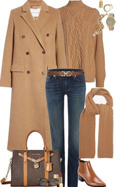 Mode Ab 50, Classic Style Outfits, Beige Outfit, Casual Chique, Outfit Chic, Looks Street Style, Wardrobe Outfits, Brown Coat