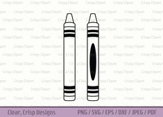 two black and white crayons with the words clean, crisp designs