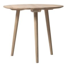 a round wooden table with two legs