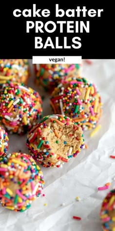 cake batter protein balls with sprinkles on top