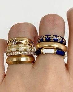 Cute Gold Accessories, Jewelry Accessories Gold, Stacked Rings, Gold Color Ring, Stackable Bands, Ring Stack, Eagle Head