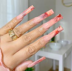 Extra Long Almond Nails, Long Vacation Nails, Unique Acrylic Nails Creative, Long Exotic Nail Designs, Nails For Baddies, Nails Pink Acrylic, Nails Long Acrylic, Acrylic Nails Long, Drip Nails