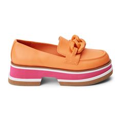 Vegan, chunky EVA bottom loafer with ornament detail. Chunky Loafer, Orange Sorbet, Platform Loafers, Heeled Loafers, Penny Loafers, Kids Sneakers, Loafers For Women, Loafer Shoes, Wedge Sandals