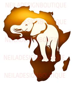 an elephant is standing on the map of africa