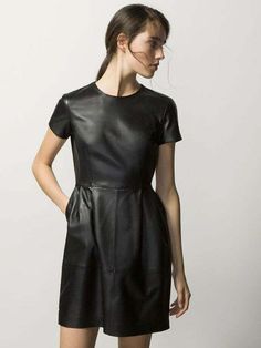 Genuine Leather Dress,Handmade Celebrity Lambskin Black Leather Dress, Plus Size Outfit Leather Jacket, Custom Leather Jackets, Vinyl Clothing, Photography Light, Black Leather Dresses, Dress Leather, Wearing All Black, Genuine Leather Jackets, Leather Dresses