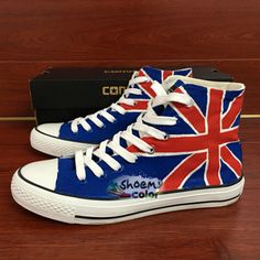 Hand Painted Shoes Design UK Flag Converse High Top Canvas Sneakers