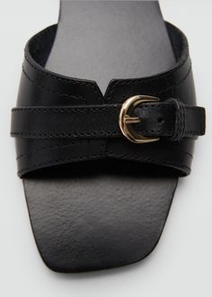 Buckle leather sandals - Woman | MANGO USA Botegga Sandals, Mango Women, Leather Strap Sandals, Slider Sandals, Square Toe Sandals, Leather Sandals Women, Shoe Inspo, Sheep Leather, Buckle Sandals