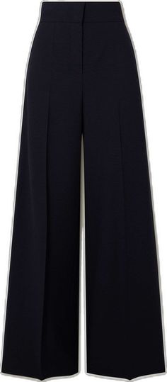 Luxury Wide Leg Wool Pants, Luxury Cashmere Wide Leg Pants, Maxmara Wide Leg Pants, Luxury Dark Wash Wide-leg Pants, Net A Porter Max Mara, Max Mara, Net A Porter, Midnight Blue, Women Collection