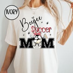 Elevate your soccer game day apparel with this Boujee soccer mom shirt.  The designs features  a Retro vibe with the perfect mom essentials.  Made by comfort colors for a very comfy and cute fit.  Perfect for that sport fan mama, or game day gift for mom.   PRODUCT Comfort Colors 1717 Tee made from 100% cotton, these shirts have a vintage feel and are often favored for their comfortable, worn-in look. How to order: *Please review all photos in listing *Select the item size and color, quantity *S White Sporty T-shirt For Mother's Day, Sporty White T-shirt For Mother's Day, Soccer Fan Shirts, Mom Essentials, Sport Mom, Soccer Mom Shirt, Soccer Fan, Soccer Game, Soccer Fans