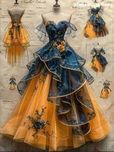 Fashion Drawing Dresses, Dress Design Sketches, Fashion Illustration Dresses, Fashion Inspiration Design, Fantasy Fashion, Fancy Dresses