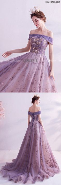 Fantasy Prom Dress, Purple Ballgown, Prom Dress Off Shoulder, Dress Off Shoulder, Wedding Store, For Wedding Dress, Wedding Rentals, Prom Dresses With Sleeves, Wedding Boutique