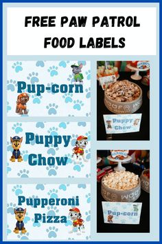 puppy paw patrol food labels and cupcakes