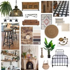 a collage of different types of furniture and decor