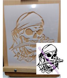 Pirate with sword single layer stencil airbrush art stencil. Available in 2 sizes Medium 160mm high or 220mm high laser cut mylar 10mil thick Reuse many times over Images may not fill full sheet due to aspect ratio. Please note the shipping cost now includes tracking and is the same cost for 1 stencil or for 20 or more stencils,  so the more you buy the more economical it is. Stencil Sablon, Airbrush Art Stencil, Pirate Halloween Decorations, Airbrush Stencils, Pirate Crafts, Eagle Drawing, Pirate Halloween, Carving Patterns, Australia Post