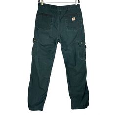 Vtg Carhartt Cargo Pants No Size Tag See Measurements Dark Forest Green Color Cargo Style Utility Workwear Pants Y2k Streetwear Preowned Sold As Is Light Distressing Throughout Approx Measurements Laying Flat Waist-17.75” Rise- 11.5/12” Inseam- 33” Dark Forest Green Color, Carhartt Cargo Pants, Carhartt Cargo, Workwear Pants, Pants Y2k, Carhartt Pants, Forest Green Color, Men Carhartt, Cargo Style