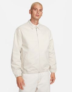 Jackets & Coats by Nike Mid-season layering Plain design Spread collar Zip fastening Side pockets Elastic cuffs Regular fit White Jacket Men, Nike Mid, Formal Dresses Graduation, Layered Fits, Man Weave, Harrington Jacket, Winter Party Dress, Swoosh Logo, Long Sleeve Floral Dress