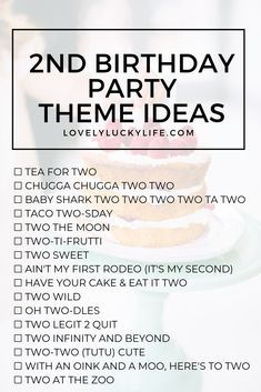 two birthday party theme ideas with text overlay