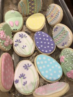 decorated cookies in the shape of easter eggs