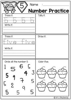 a printable worksheet for number practice with cupcakes and numbers on it