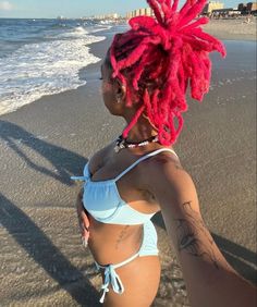 Pink Dreads Black Women, Dyed Dreads Black Women, Hot Pink Locs, Pink Locs Black Women, Dreads Black Women, Color Locs, Pink Locs, Loc Goals