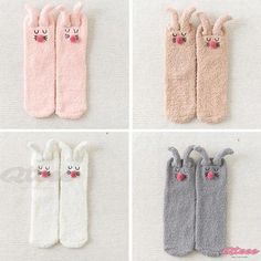 Qteee - Adorable Plush Ankle Socks with Bunny Ears Cute Winter Non-slip Socks, Cute Super Soft Socks For Stocking Stuffers, Cute Snug Socks For Winter, Cute Snug Winter Socks, Cute Soft Socks For Stocking Stuffers, Cute Socks For Stocking Stuffers, Cute Soft Socks For Winter, Cute Soft Winter Socks, Bunny Ears