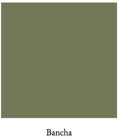 the pantone color swatch is green and has black letters that read bancha