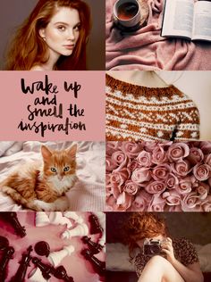 a collage of photos with pink roses and text that reads wake up and smell the unspiration