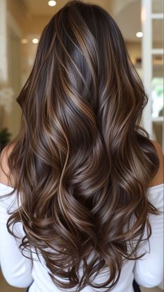 Oval Face Hairstyles, Brown Hair Balayage, Highlights Brown Hair, Long Wavy Hair