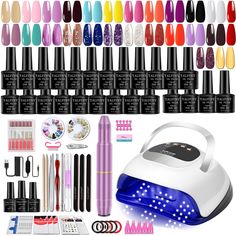 PRICES MAY VARY. Gel Polish Kit with UV Light: The gel polish kit includes 25 natural classic gel polish, a base coat,a top coat, matte top coat and a variety of nail tools. You can DIY various styles of nail art at home at any time. High Quality & Long Lasting: gel polish is long lifespan, anti-chip. Unrivaled shiny and vivid, non-yellowing and superb adhesion. most fashionable style colors, full but natural looks, lightweight ,smooth, shimmerly. With a proper application, this gel polish kit c Gel Nail Set, Fast Nail, Christmas Nail Stickers, Nail Polish Kit, Electric Nail Drill, Electric Nail File, Nail Art At Home, Nail Drill Machine, Cuticle Remover