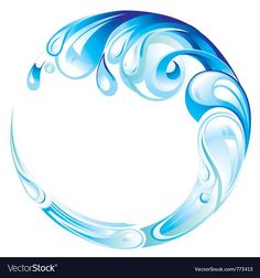 an abstract blue circle with water drops