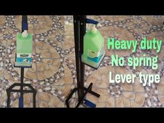 two different types of cleaning products on the floor with words heavy duty no spring level type