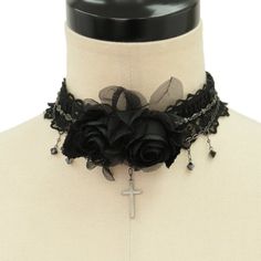 Supervillain Aesthetic, Frills And Ruffles, Cross Choker, Academia Style, Flower Choker, Dark Feminine, Style Change, Goth Outfits