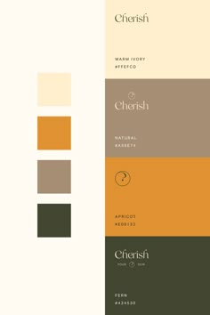 the color scheme for chersh is shown in shades of brown, yellow and green