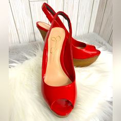 Brand New, No Box. Perfect For Your Spring/Summer Getaway. Heel Height: 5” Platform: 2” Summer Getaway, Jessica Simpson Shoes, Fire Engine, Slingback Pump, Jessica Simpson, Shoes Women Heels, Heel Height, Shoes Heels, Spring Summer