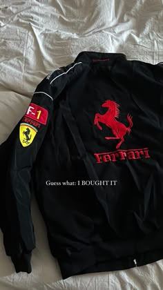 Aesthetic Ferrari
Ferrari jacket
Ferrari girl
Charles Leclerc 
Carlos Sainz Bombers Ferrari Outfit, Bombers Ferrari, F1 Race Jacket, Ferrari F1 Jacket Outfit, Ferrari Clothes Women, Racing Jacket Aesthetic, Ferrari Jersey