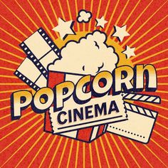 the popcorn cinema logo on an orange background