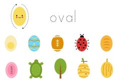 an easter card with different types of eggs and ladybugs on it's side