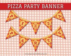 a party banner with pizza slices on it