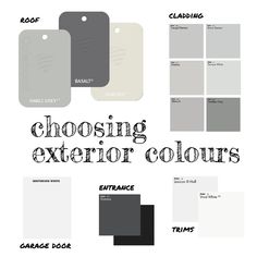 the text is shown in black and white, which reads choosing exterior colors for your home