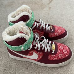 Nike Air Force 1 High Nordic Christmas (2020) Excellent Condition, Hardly Worn Fur Lined, Super Warm And Comfy Men’s Size 6.5, Fits Women’s 7.5 Shoes Nike Air Force, Nike Air Force 1 High, Air Force 1 High, Nordic Christmas, Fits Women, Christmas 2020, Nike Air Force 1, Air Force 1, Mens Shoes Sneakers