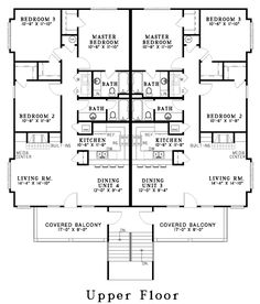 the floor plan for an apartment with four bedroom and two bathroom units on each level