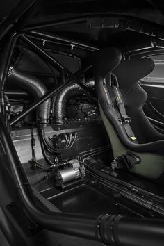 the interior of a sports car is shown