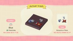 an animal crossing game screen shot with the text actual trash on top and bottom right corner