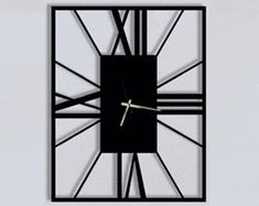 a clock that is on the side of a wall with black and white squares around it