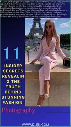 a woman is posing in front of the eiffel tower